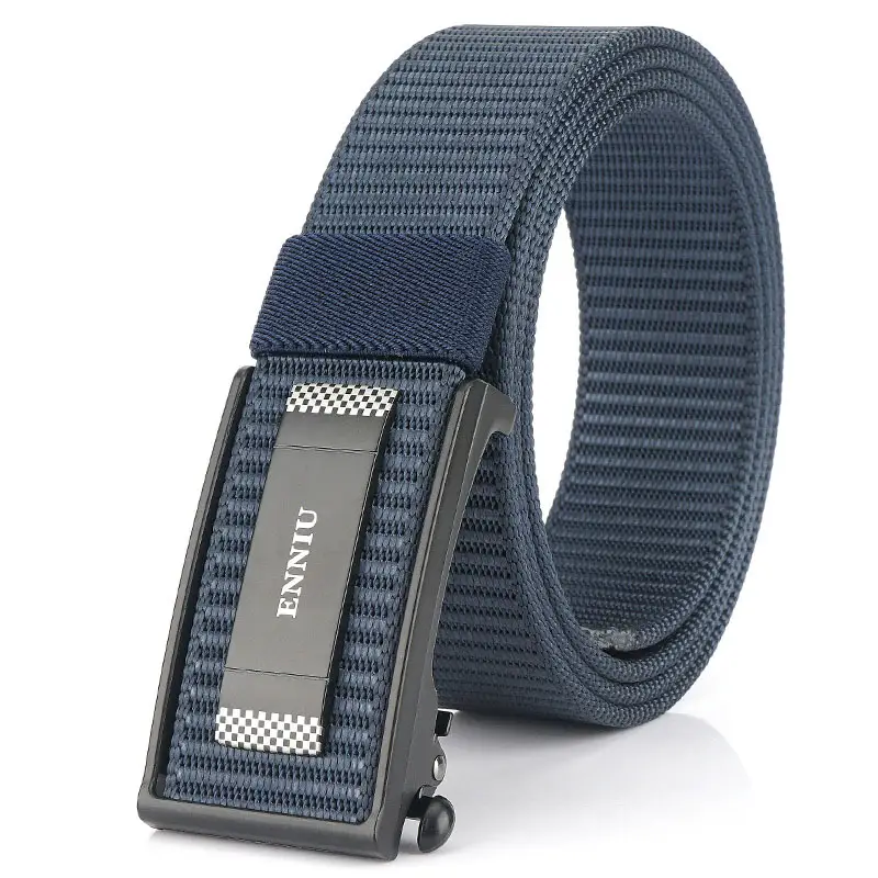 Men's Navy Blue Nylon Sports Belt with Automatic Buckle - Image 4