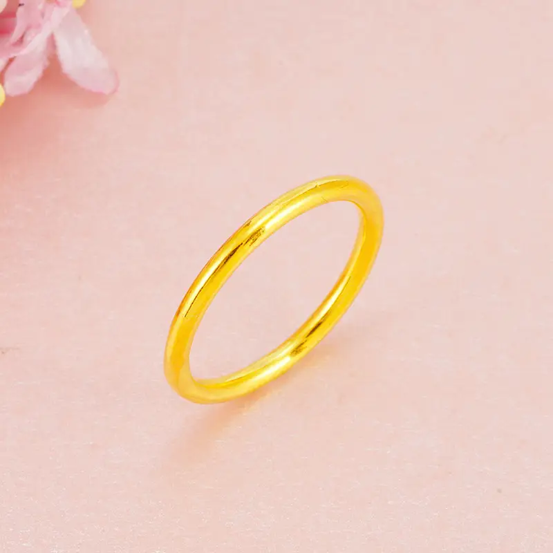 Golden Imitation Brass Ring for Women, Gold Tone, Elegant Simple Design - Image 2