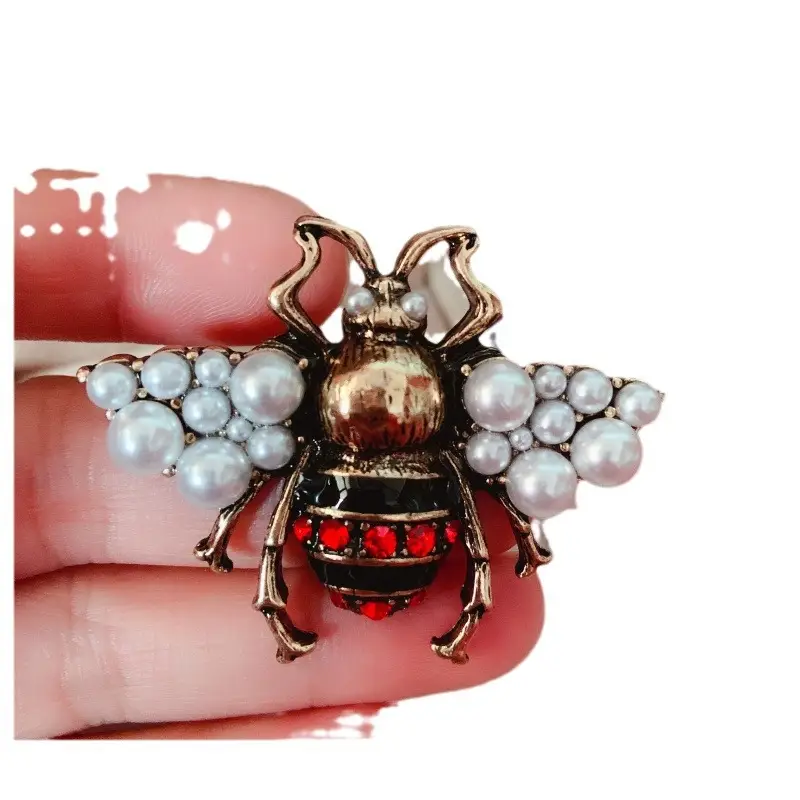 Antique Insect Pearl Brooch Earrings Gold Ornament - Image 7