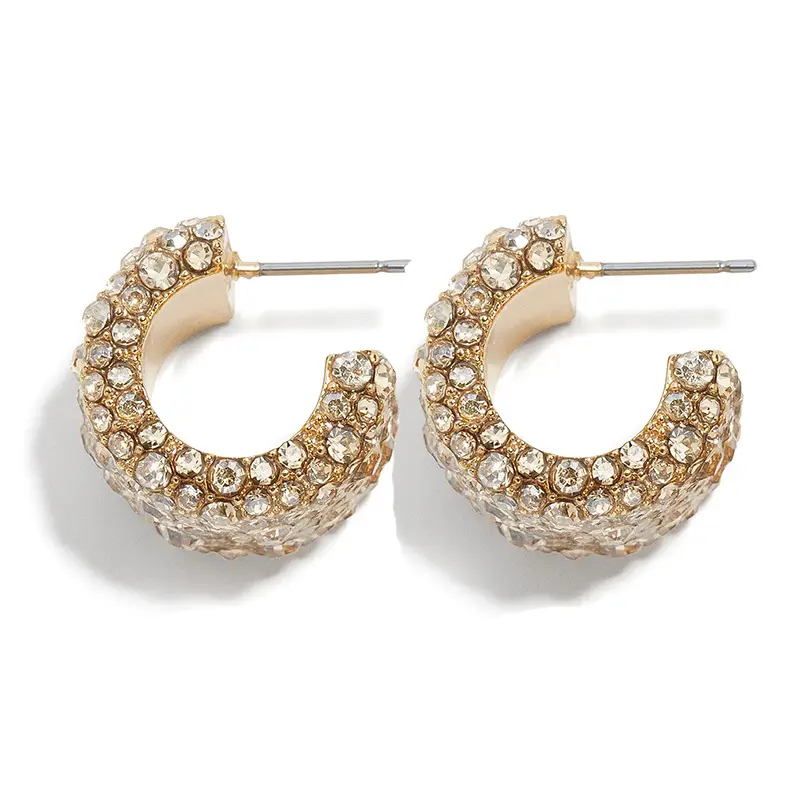 Rainbow Full Diamond U-Shaped Earrings Large Small