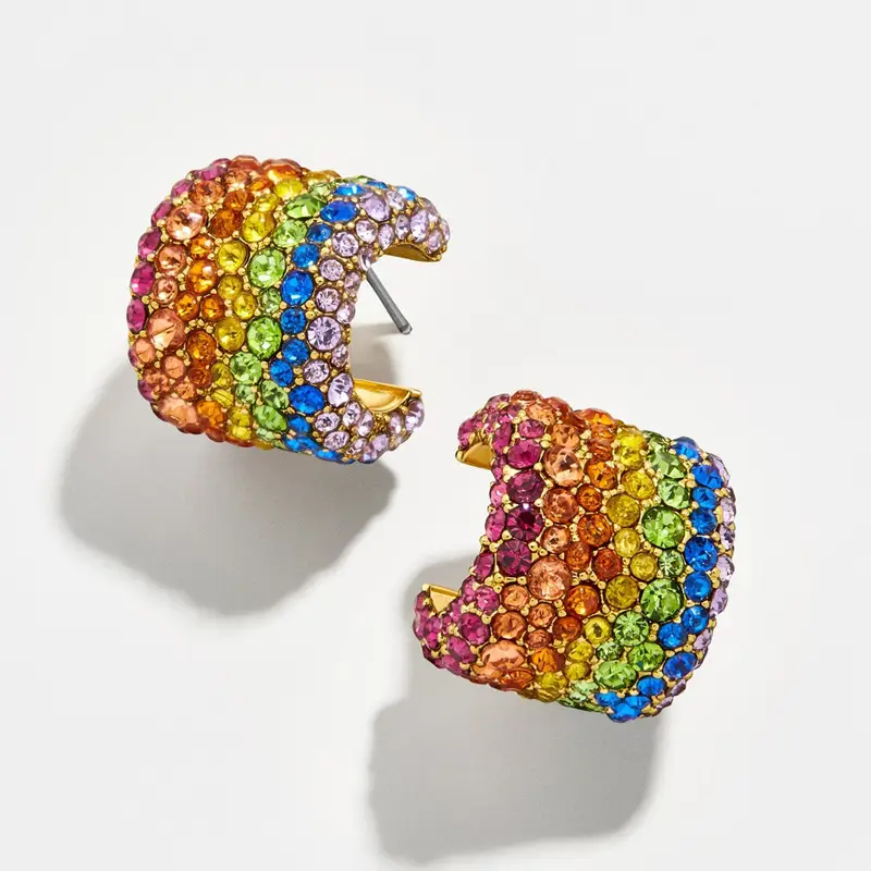 Rainbow Full Diamond U-Shaped Earrings Large Small