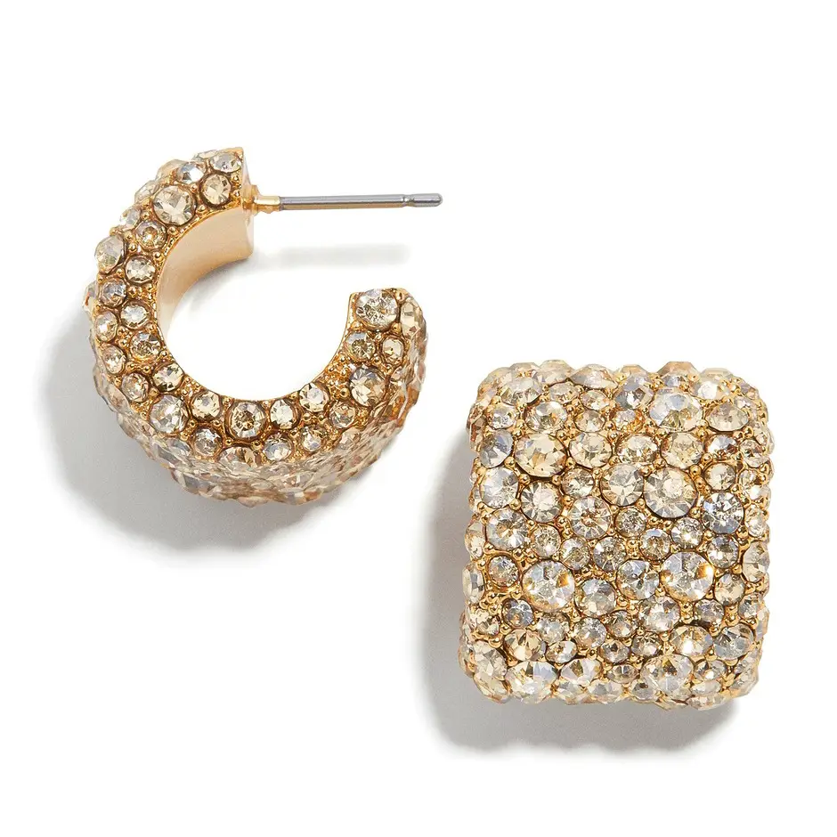 Rainbow Full Diamond U-Shaped Earrings Large Small