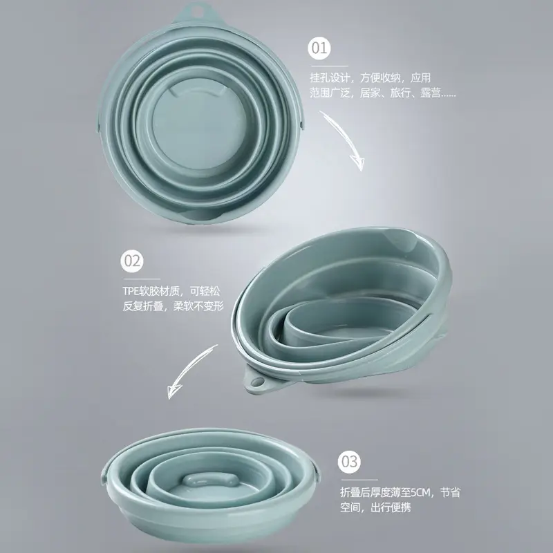 Foldable Plastic Bucket for Bath, Laundry, Travel & Car Wash