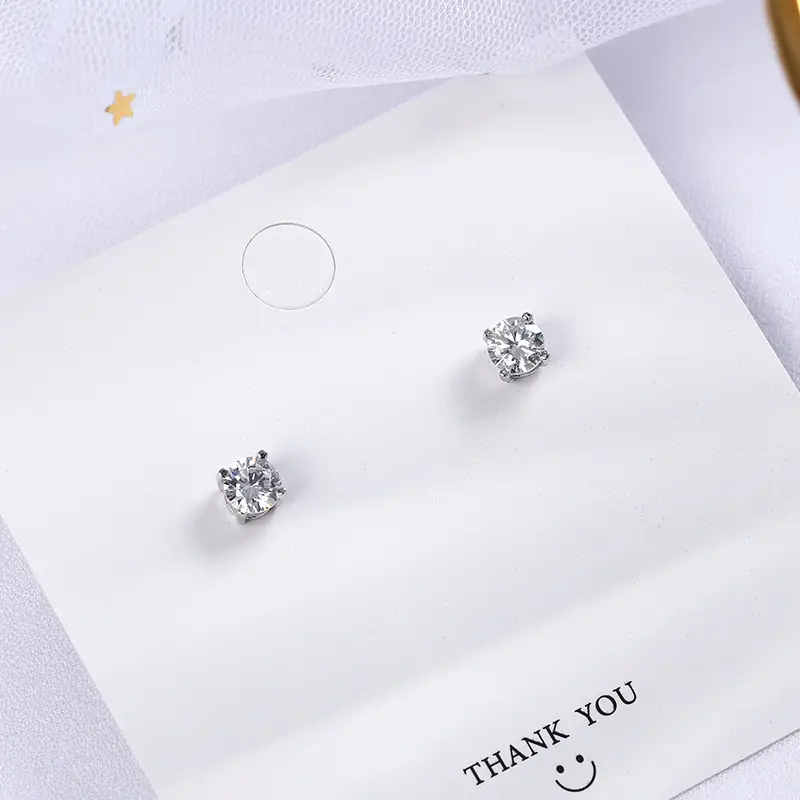Brilliant Four Claw Earrings S925 Sterling Silver Fashion Casual
