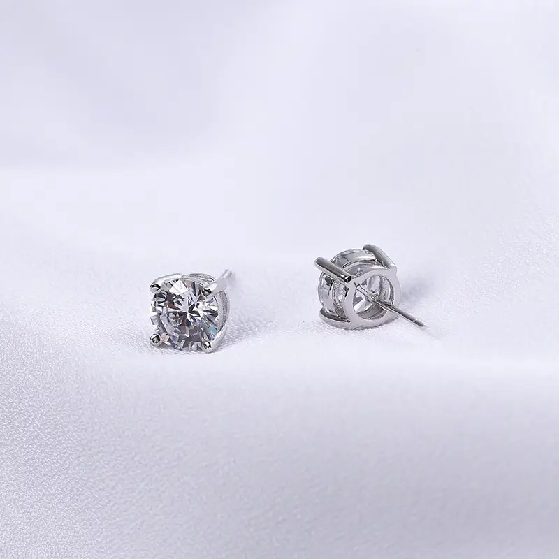 Brilliant Four Claw Earrings S925 Sterling Silver Fashion Casual
