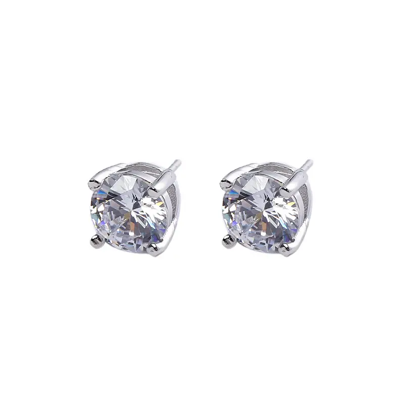 Brilliant Four Claw Earrings S925 Sterling Silver Fashion Casual