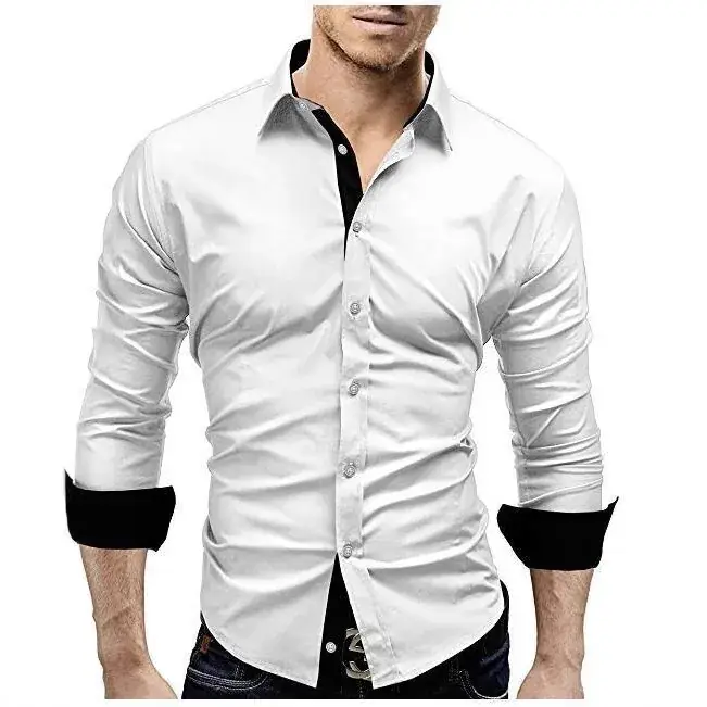 2019 Long Sleeve Button Down Shirt for Men Blue Large - Image 2