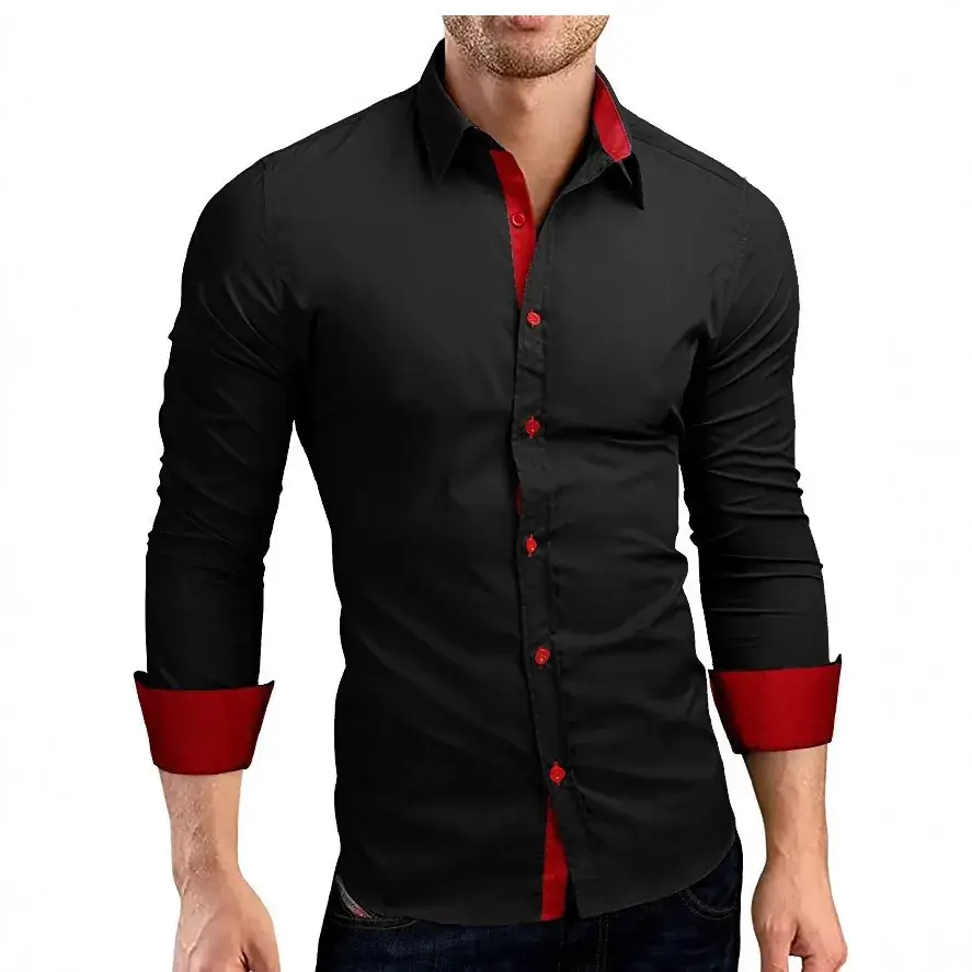 2019 Long Sleeve Button Down Shirt for Men Blue Large - Image 4