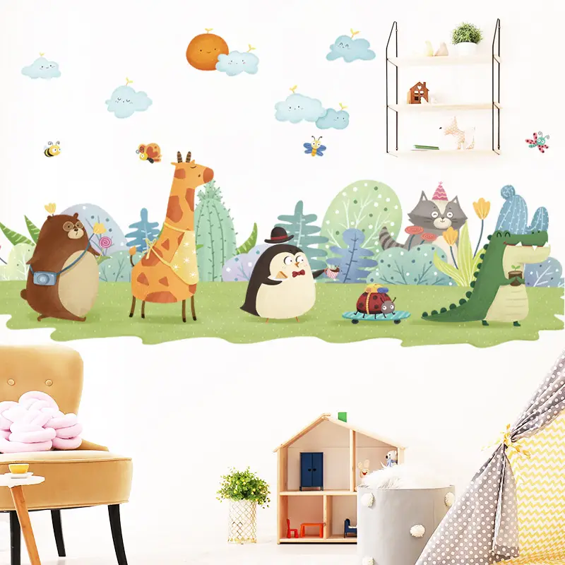 Cartoon Animal Wall Stickers for Kids Room Decor