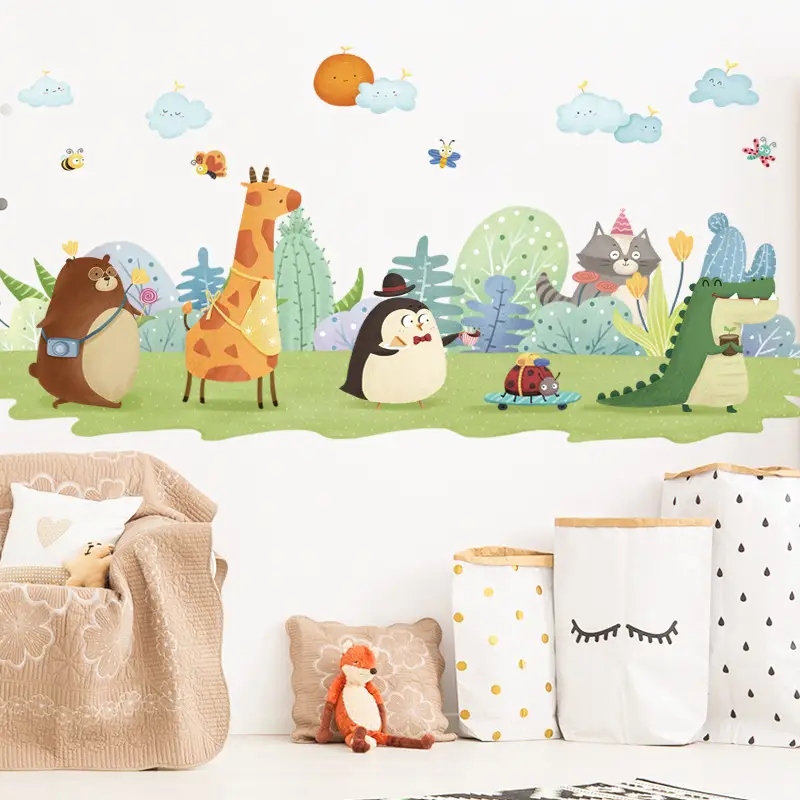 Cartoon Animal Wall Stickers for Kids Room Decor