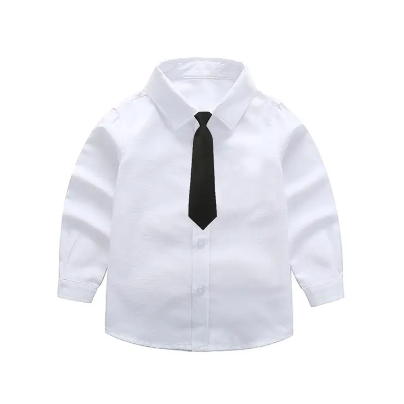 Boys' White Long Sleeve Shirt 100-170 - Image 4