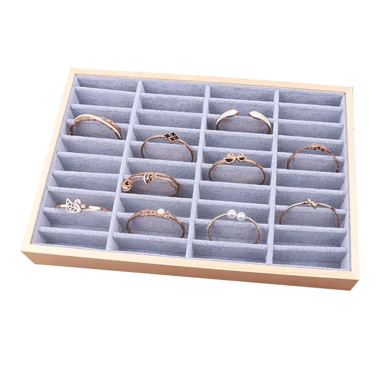 Ice Gray Velvet Jewelry Display Tray for Gold & Silver Bracelets - Image 6