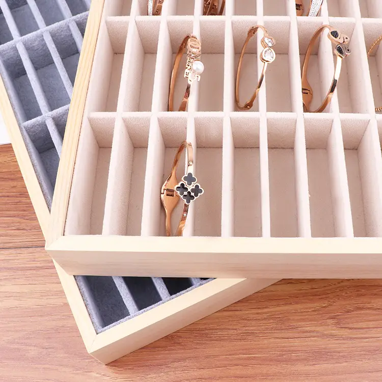 Ice Gray Velvet Jewelry Display Tray for Gold & Silver Bracelets - Image 7