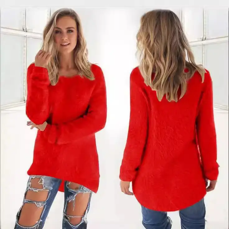 Women's Grey Fleece Long Sleeve Top with Back View - Image 15