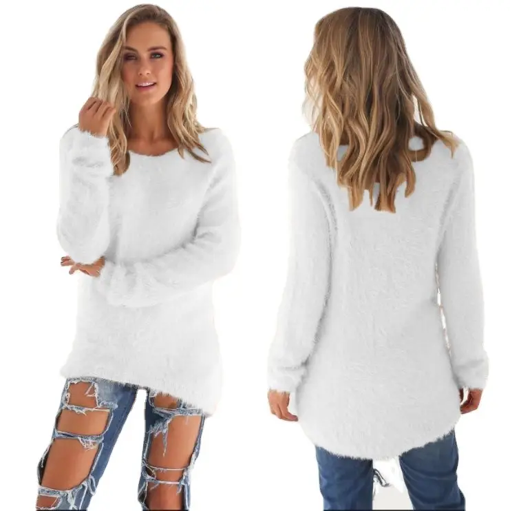 Women's Grey Fleece Long Sleeve Top with Back View - Image 16