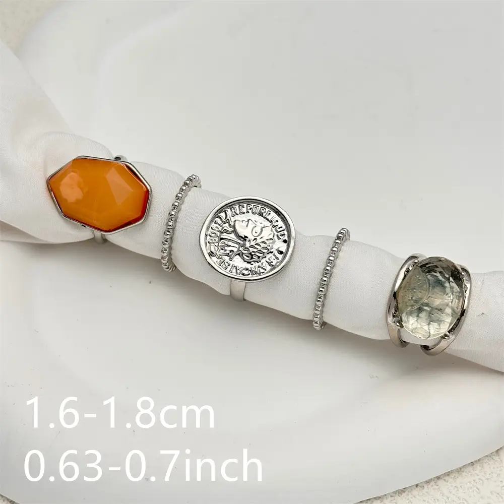 Cross-border Gold Plated Resin Rings Set of 5 — feature 11