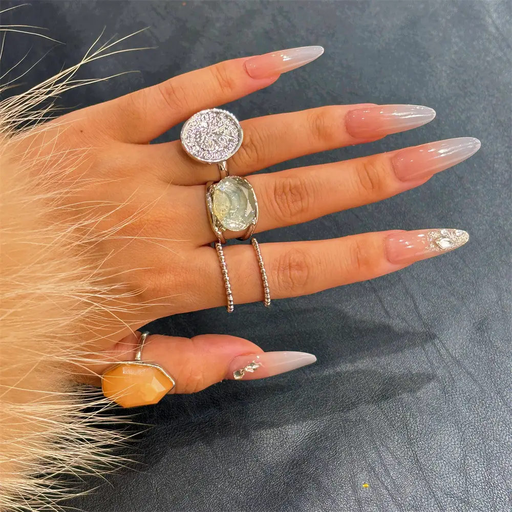 Cross-border Gold Plated Resin Rings Set of 5 — feature 6