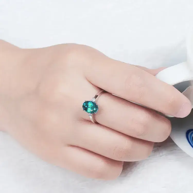 Egg-shaped Pink Sapphire Ring with Silver Plated Band