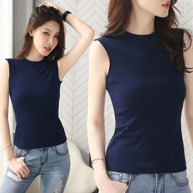 Men Navy Sleeveless Cotton Vest 2022 Summer - Image 8