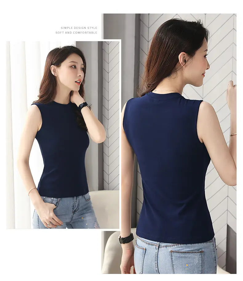 Men Navy Sleeveless Cotton Vest 2022 Summer — feature 11