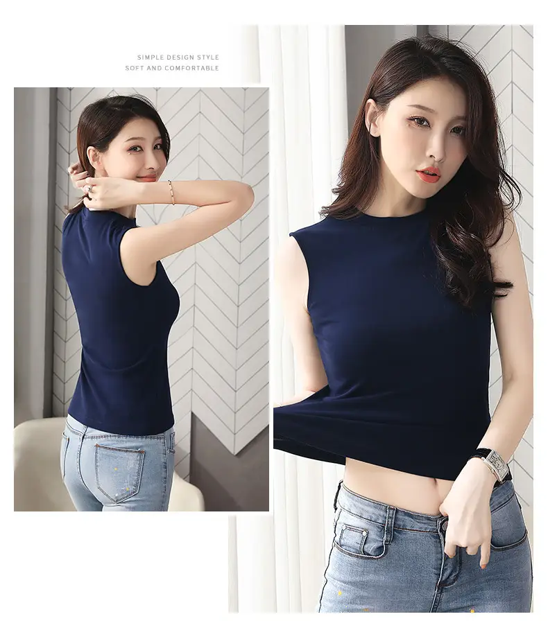 Men Navy Sleeveless Cotton Vest 2022 Summer — feature 14