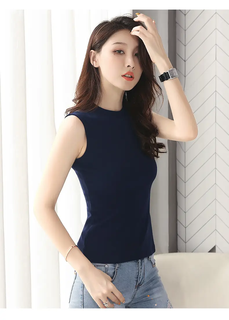 Men Navy Sleeveless Cotton Vest 2022 Summer — feature 15