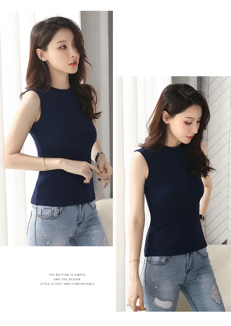 Men Navy Sleeveless Cotton Vest 2022 Summer — feature 8