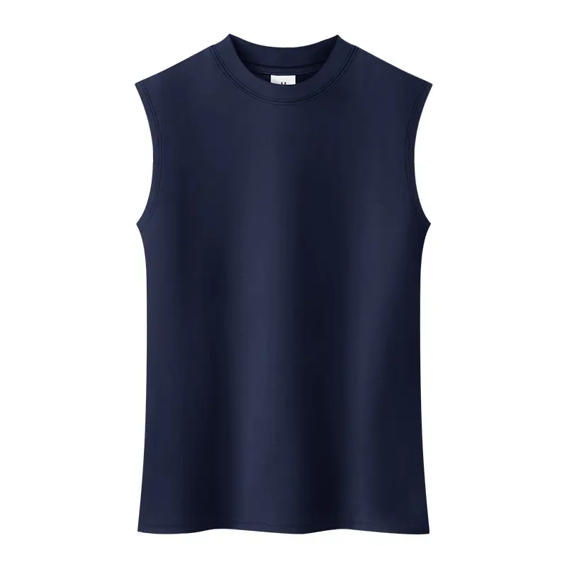 Men Navy Sleeveless Cotton Vest 2022 Summer - Image 4