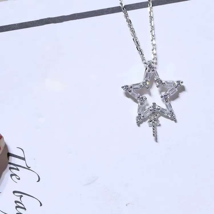 925 Sterling Silver Star Pearl Necklace for Women
