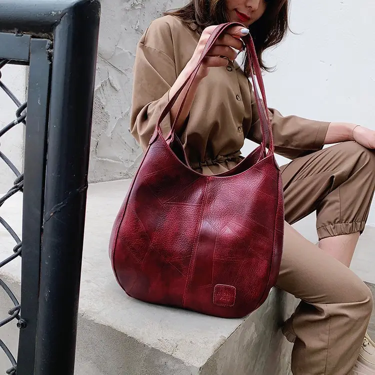 Brown Croc-Textured Women's Shoulder Bag