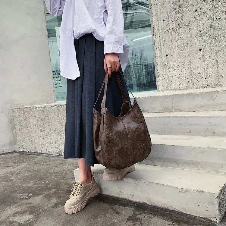 Brown Croc-Textured Women's Shoulder Bag — feature 14