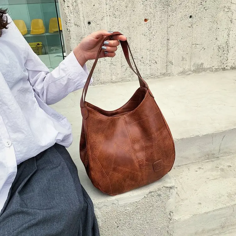 Brown Croc-Textured Women's Shoulder Bag — feature 20