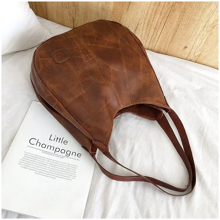 Brown Croc-Textured Women's Shoulder Bag — feature 25