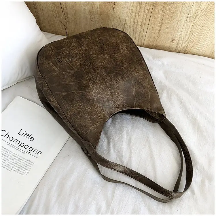 Brown Croc-Textured Women's Shoulder Bag — feature 32