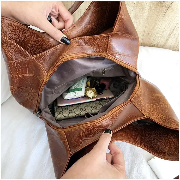 Brown Croc-Textured Women's Shoulder Bag — feature 38