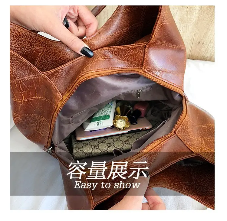 Brown Croc-Textured Women's Shoulder Bag — feature 4