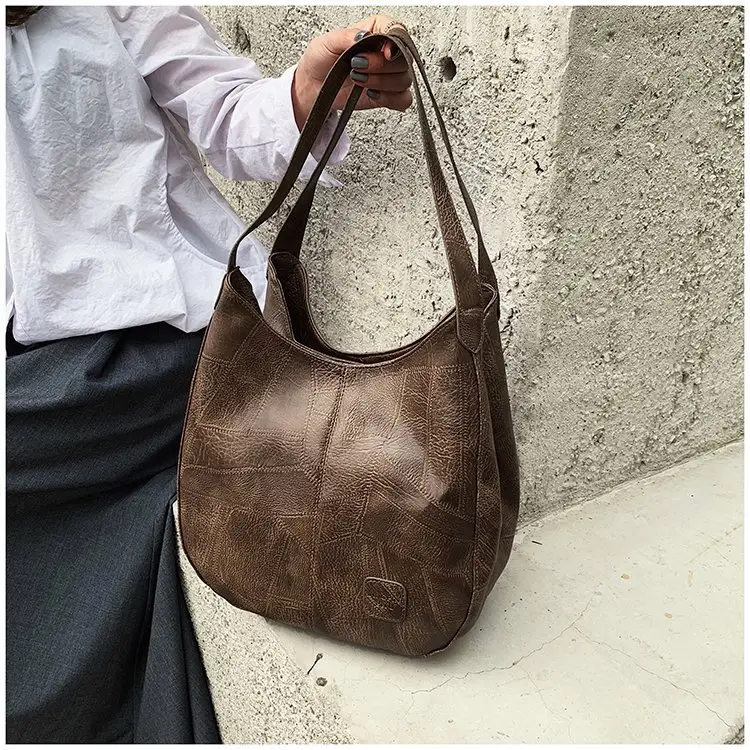 Brown Croc-Textured Women's Shoulder Bag — feature 8