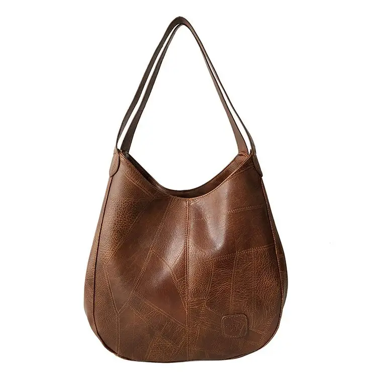 Brown Croc-Textured Women's Shoulder Bag