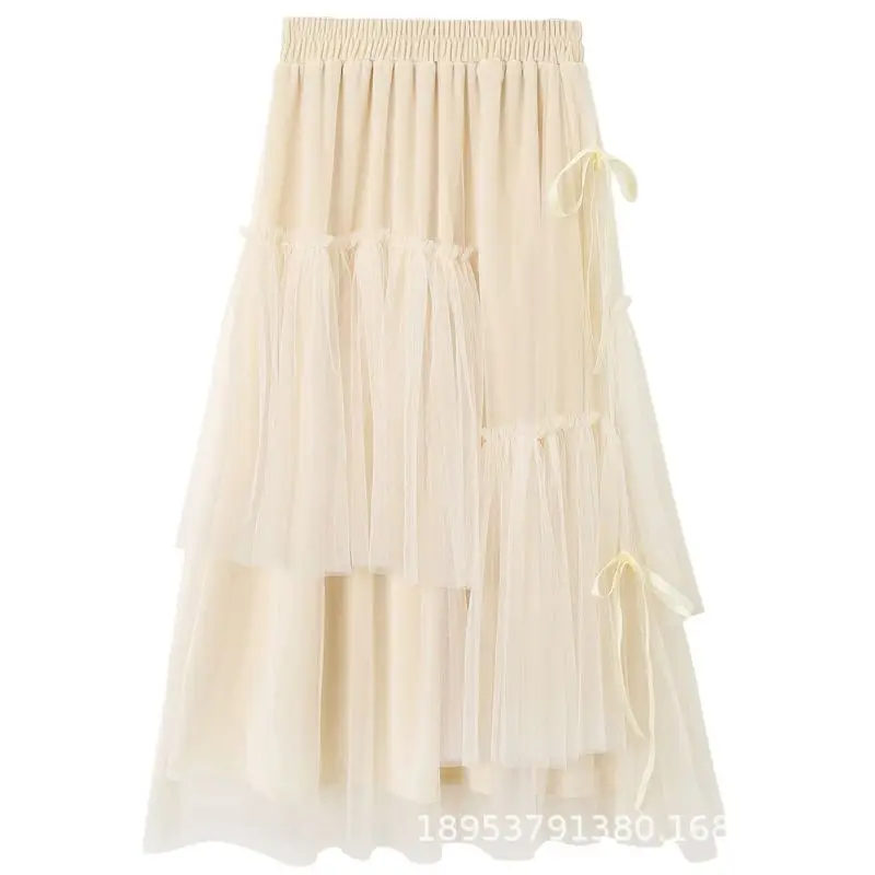 Fairy Skirt with Ties for Girls, Cream, Tiered Design