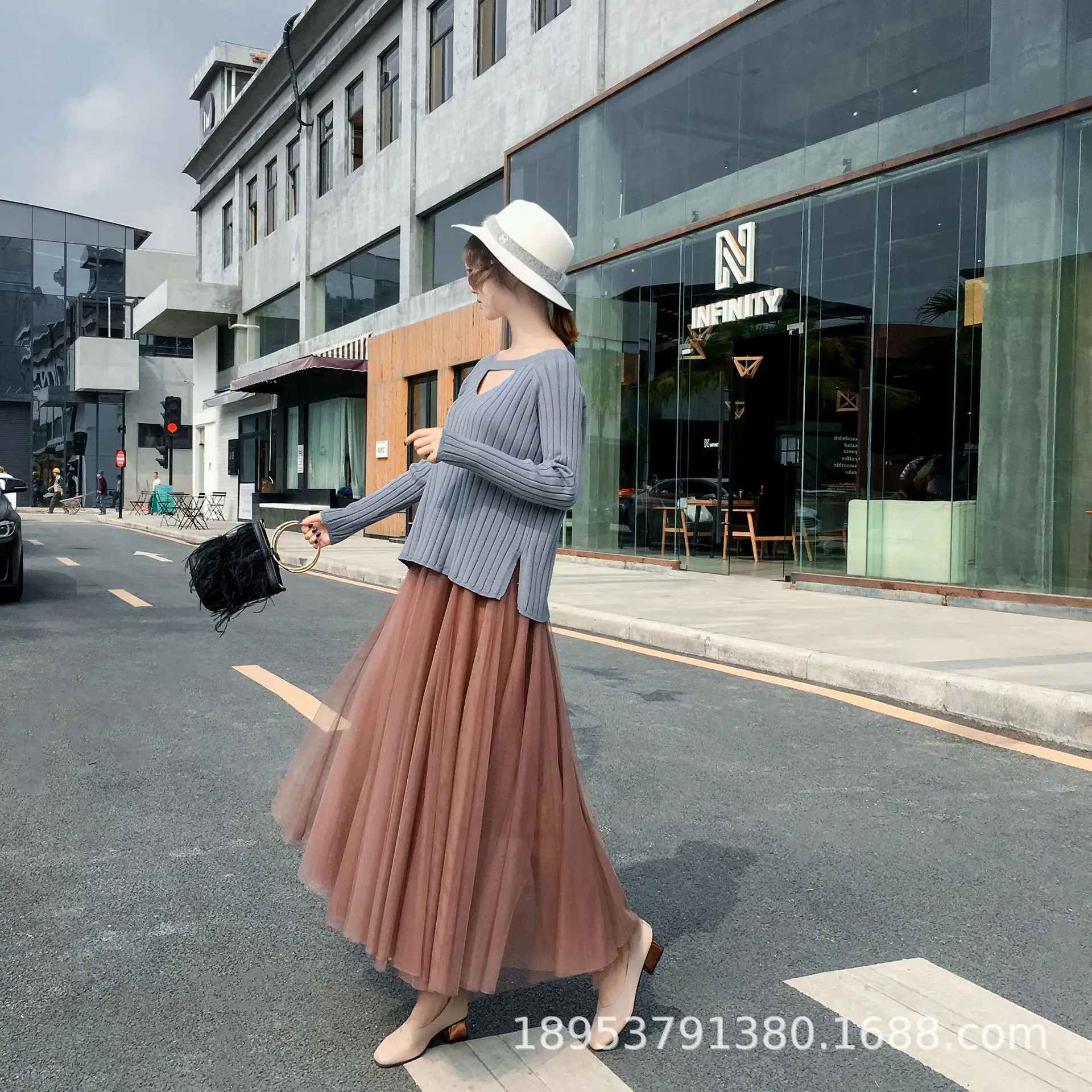 Fairy Pleated Mesh Skirt Women Large Mid Waist