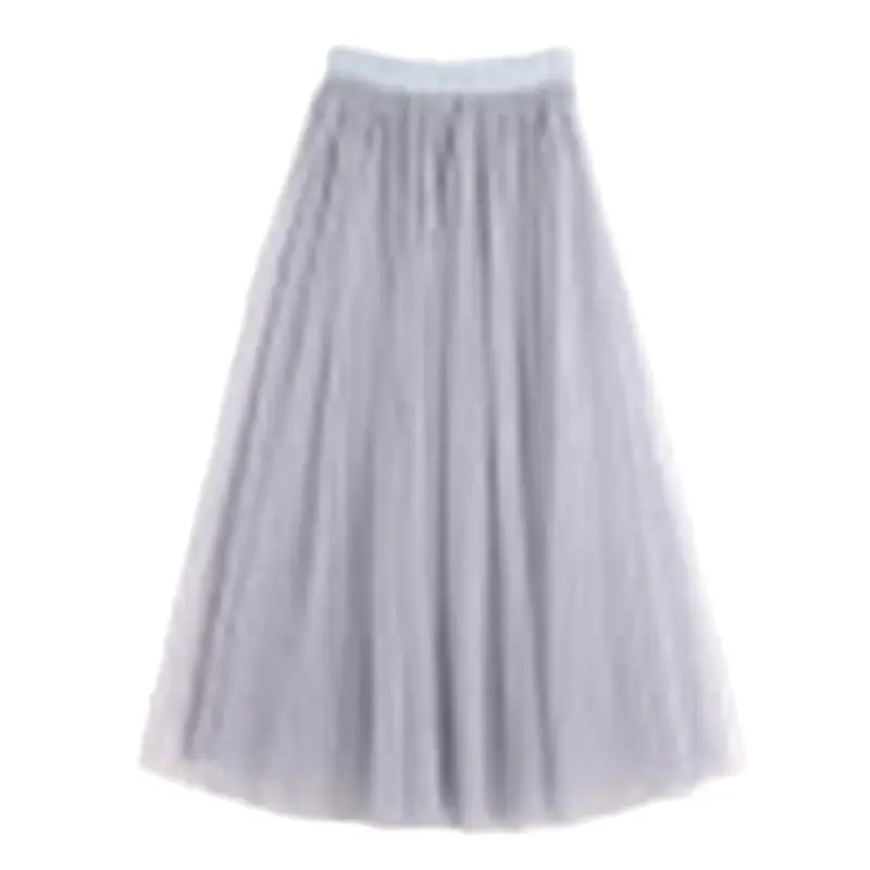 Fairy Pleated Mesh Skirt Women Large Mid Waist