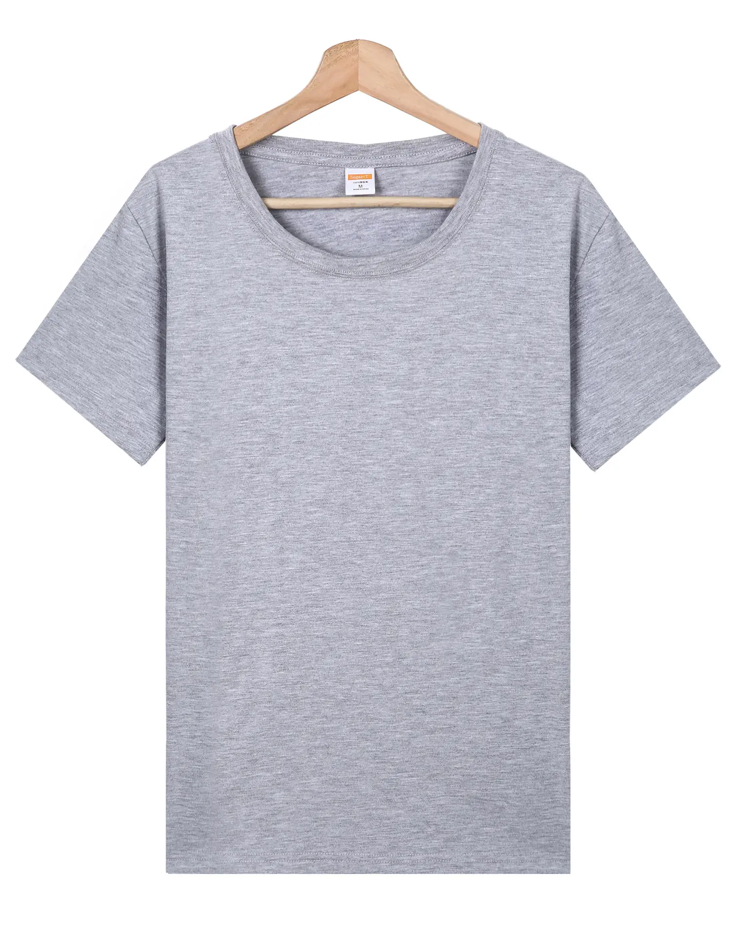 Factory Wholesale Men Grey T-Shirt Round Neck CVCL80
