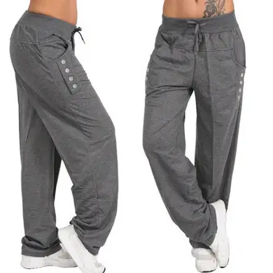 Women Grey Lace-up Loose Pants 2018 - Image 7