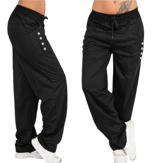 Women Grey Lace-up Loose Pants 2018 - Image 8