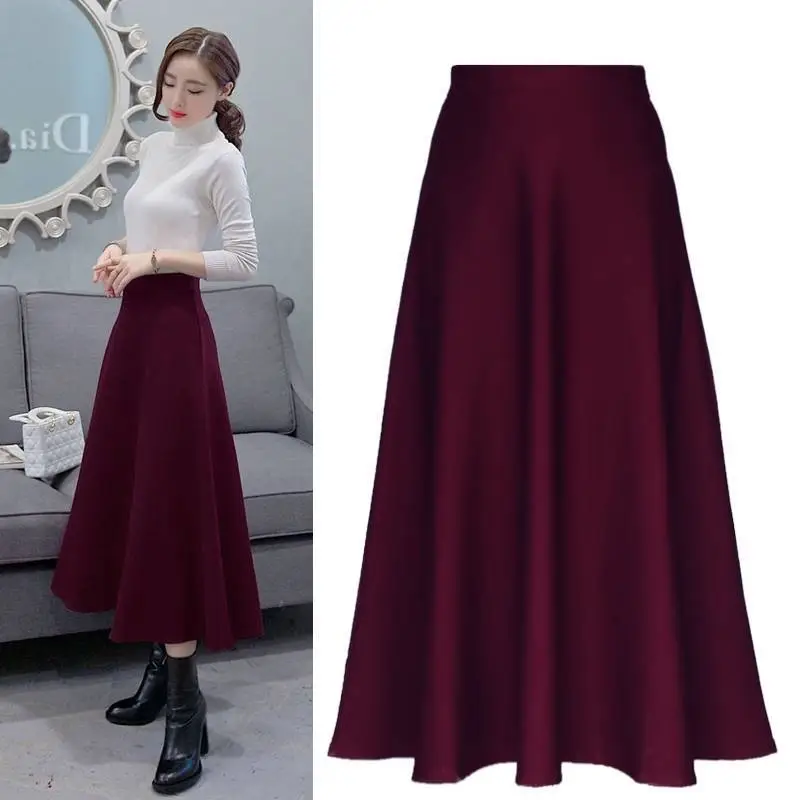 Black Cotton High Waist Slim Skirt Large Swing - Image 4