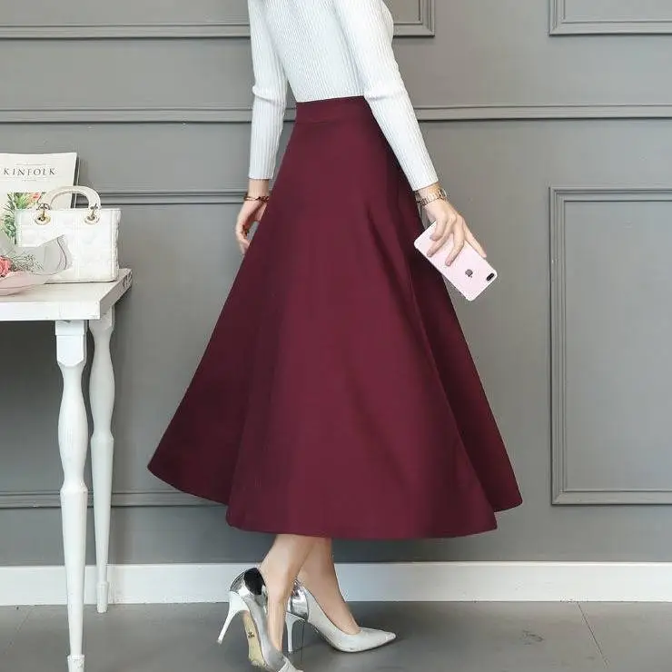 Black Cotton High Waist Slim Skirt Large Swing - Image 5