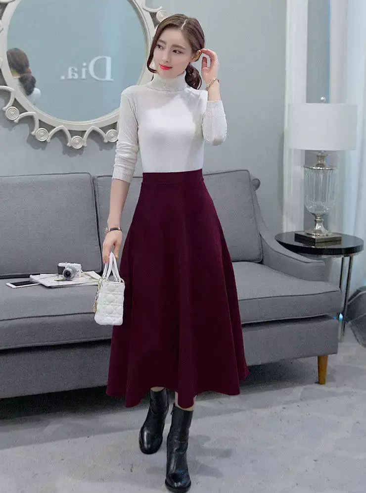 Black Cotton High Waist Slim Skirt Large Swing — feature 10
