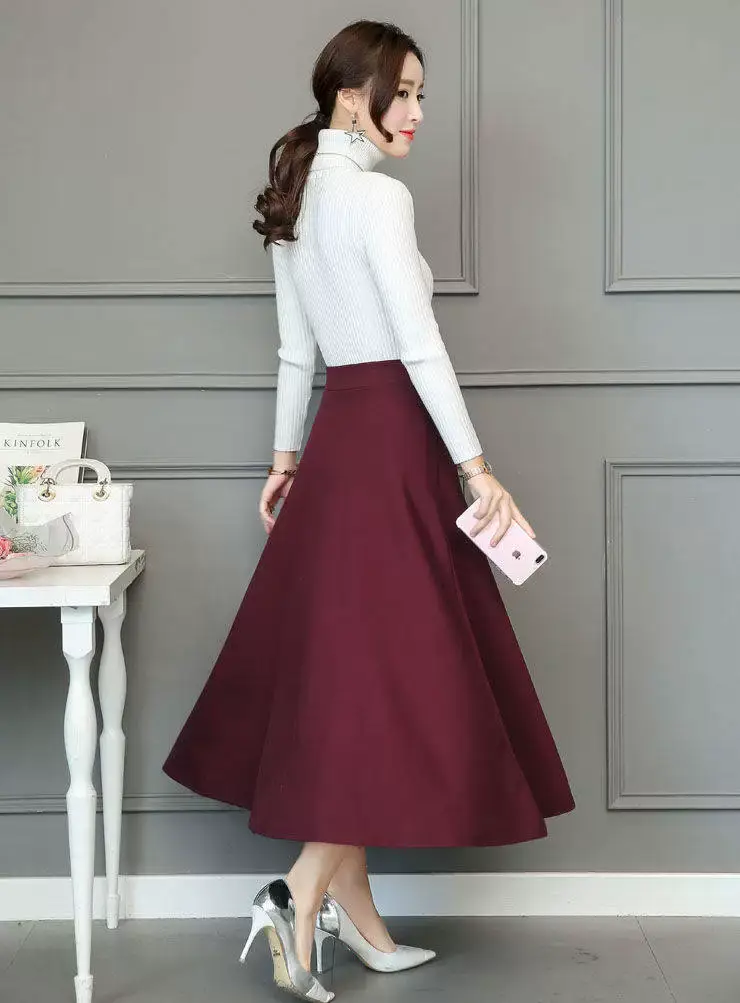 Black Cotton High Waist Slim Skirt Large Swing — feature 8