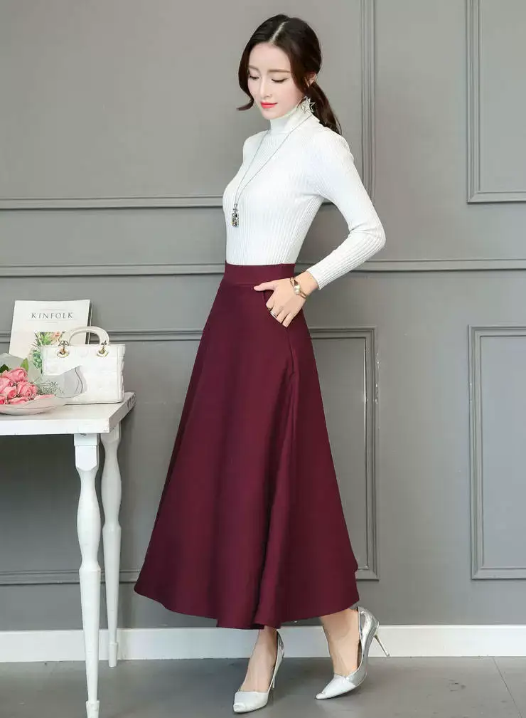 Black Cotton High Waist Slim Skirt Large Swing — feature 9