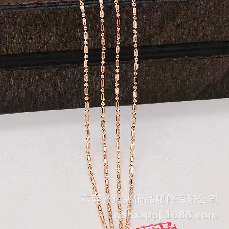 Rose Gold Multi Size Beaded Chain Necklace - Image 5